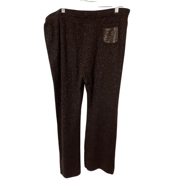 Escada Sport Women's Brown Wool Cashmere Sweater Pants Sequin Pocket Detail Sz L